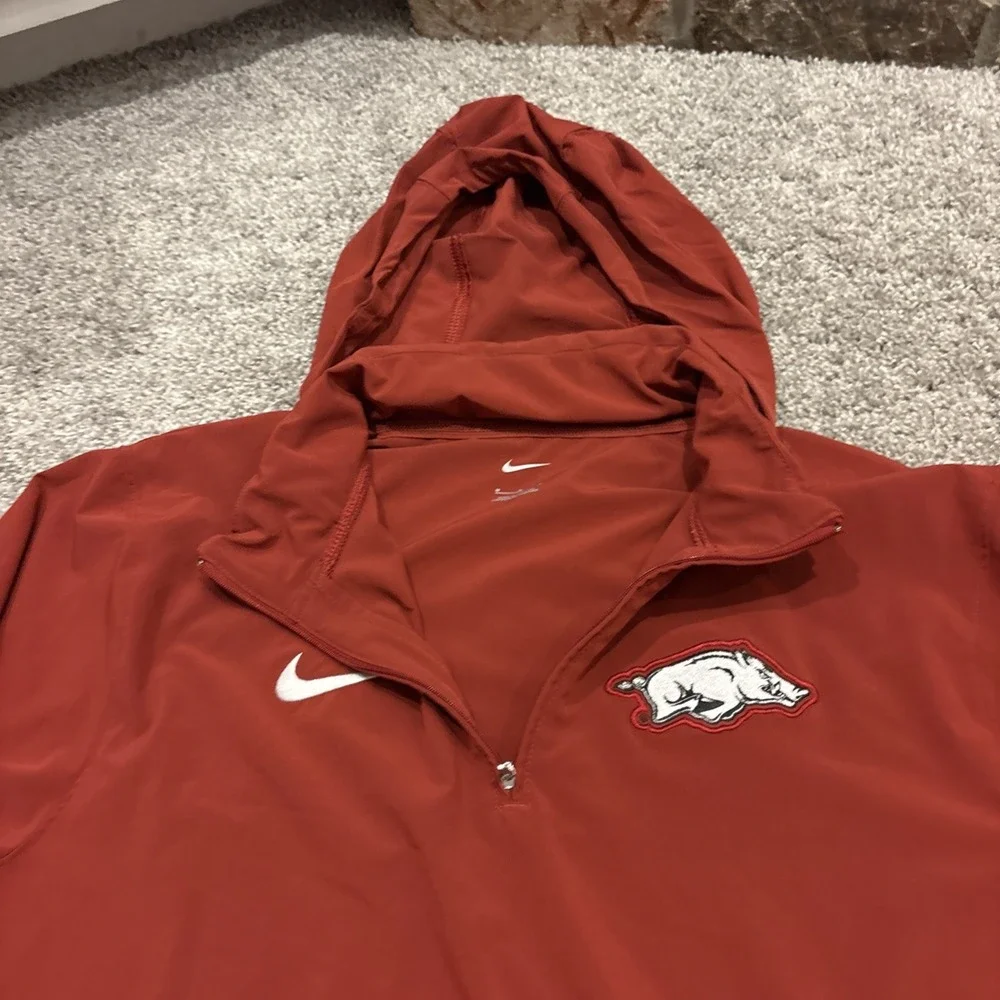 Nike University Of Arkansas Razorbacks Red 1/4 Zip  Hoodie Lightweight Active XL